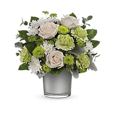 Beautiful white and green flower arrangement.