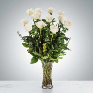 Dozen Long Stem White Roses